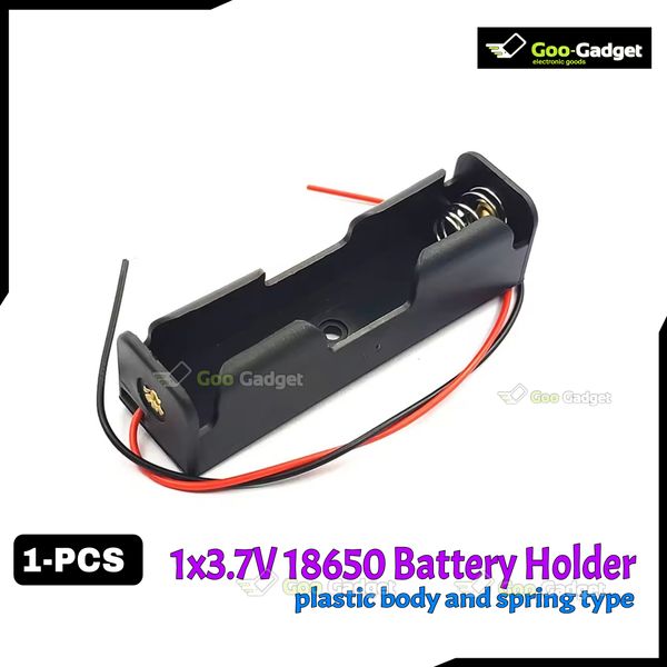1S 18650 Battery Holder Case | 1 Slot 3.7V Lithium-Ion Battery Box with 6-Inch Wire Leads for DIY Projects