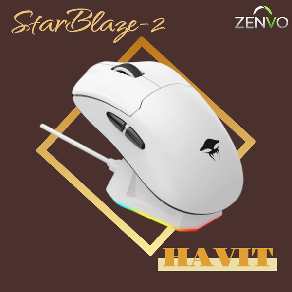 HAVIT StarBlaze-2 H.KRAKEN Tri-Mode Gaming Mouse with RGB Charging Dock