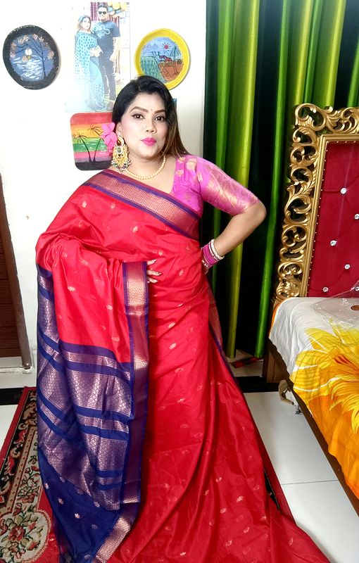 red cotton saree