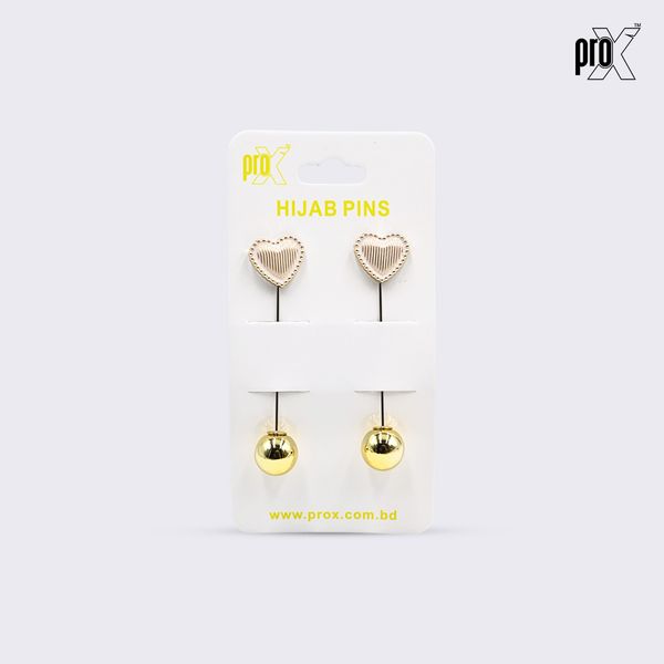 ProX 1 Pair Stick Hijab Pin_HP-501-3_Heart