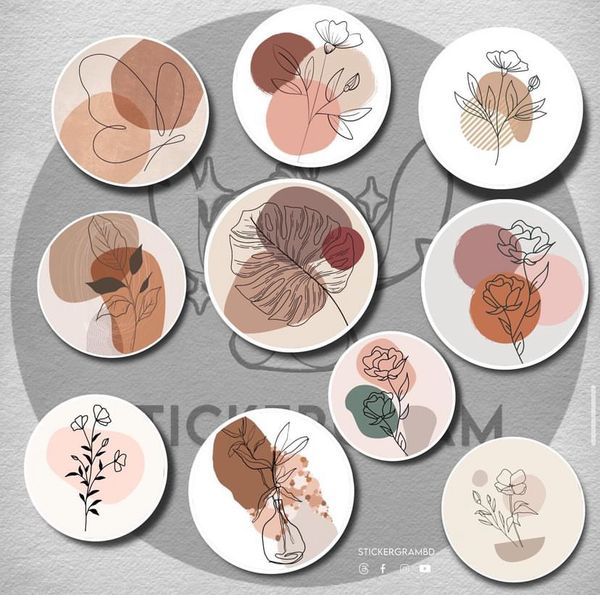 Round Flowers Sticker Set