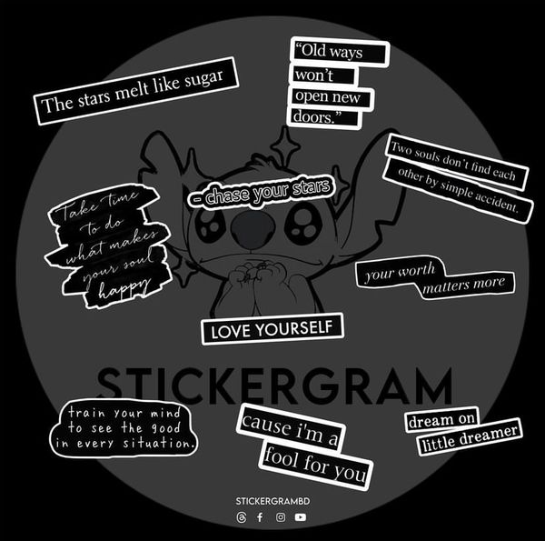 Black Texts Sticker Set 01