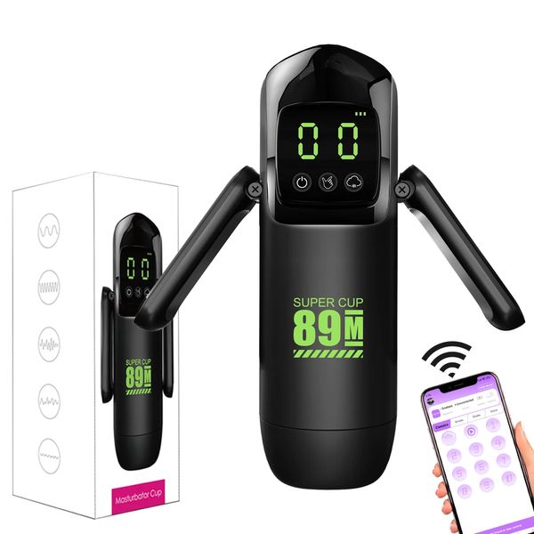 Automatic Thrusting Sucking Male Masturbator Blowjob Masturbation with Handle LCD Display Penis Pump Stroker Sex Toy for Men 18+