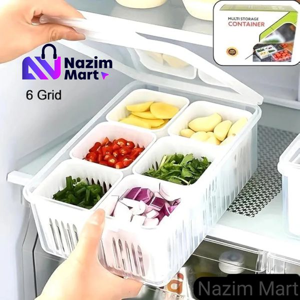 Fridge Storage Box - 6 Grid Refrigerator Organizer | Nazim Mart