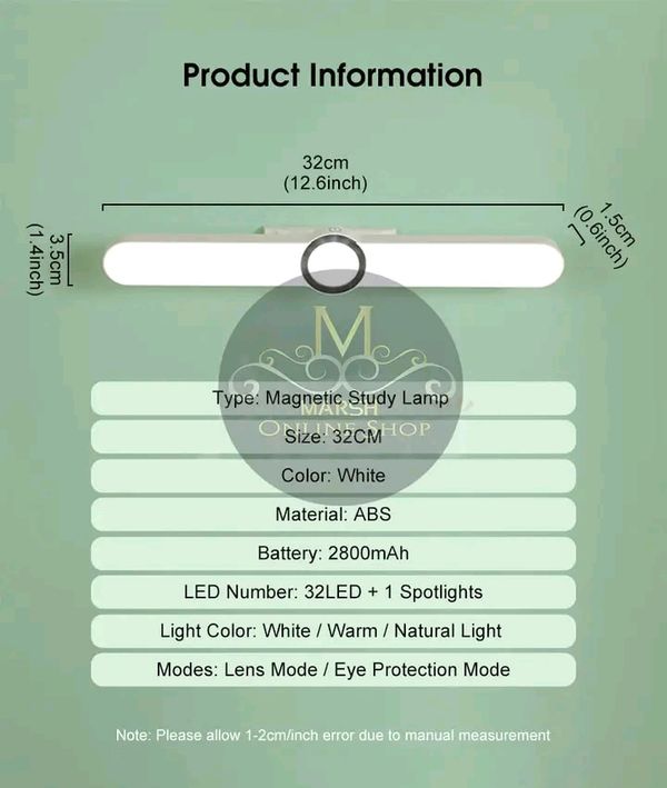 💥Auoyo Magnetic Study Lamp Dual Mode Switch Magnetic Absorption Three Color Reading Desk Lamp - Image 2