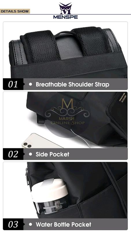 MENSPE Men Laptop Backpack Large Capacity Business Bag College Backpack Waterproof Travel Backpack - Image 9