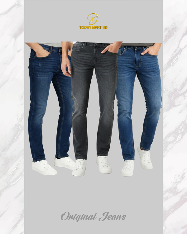 Jeans Pant 3 Pcs Combo (Light Blue+Dark Blue+Dark Ash) - 253070 - Image 2