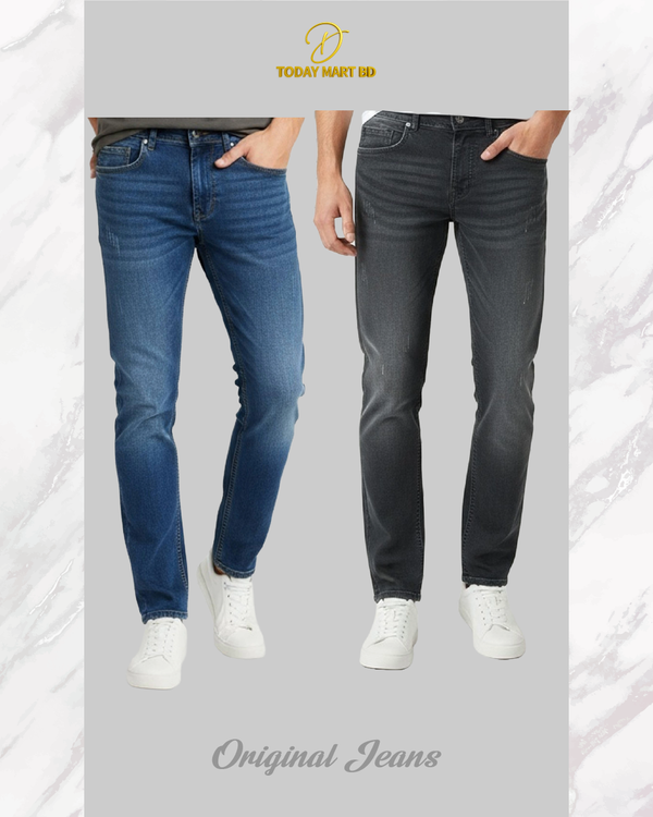 Jeans Pant 2 Pcs Combo (Light Blue & Dark Ash Wash) - 253068 - Image 2