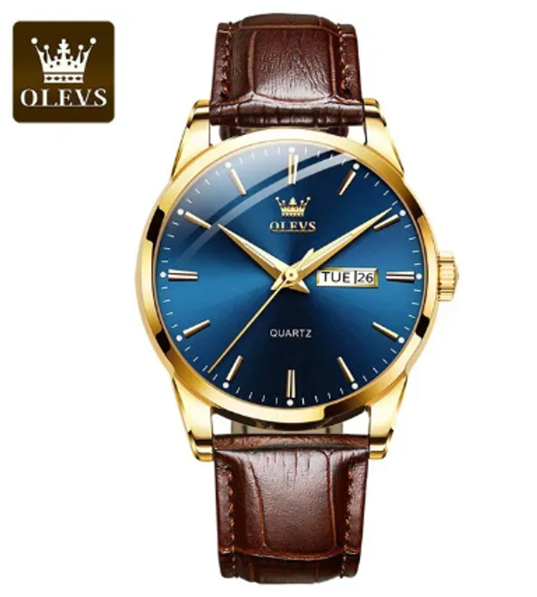 O'levs 6898 PU Leather Analoge Wrist Watch For Men Fan Made
