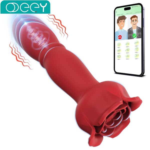 Dildo App Remote Control Anal Plug Vibrator Male Prostate Massager 9 Modes Rose Anal Toy Butt Plug Sex Toys for Men