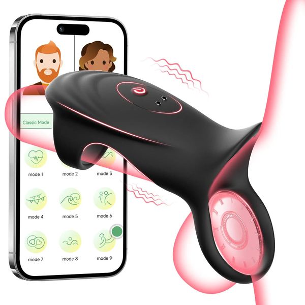 App Controlled Penis Ring Vibrator Male Erection Enhancer Sleeve 10 Vibration Anal G spot Stimulation Couples Sex Toy for Men
