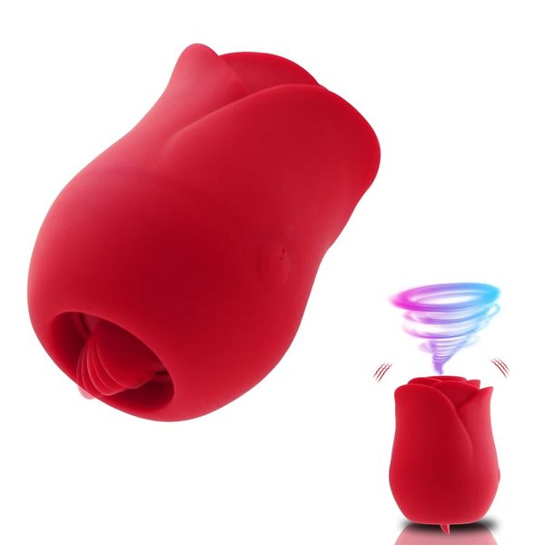 Rose Shaped Tongue Licking And Sucking Vibrator Nipple Sucker Mouth Licken Clitoris Anal Massage Female Adult Sex Game Supplies