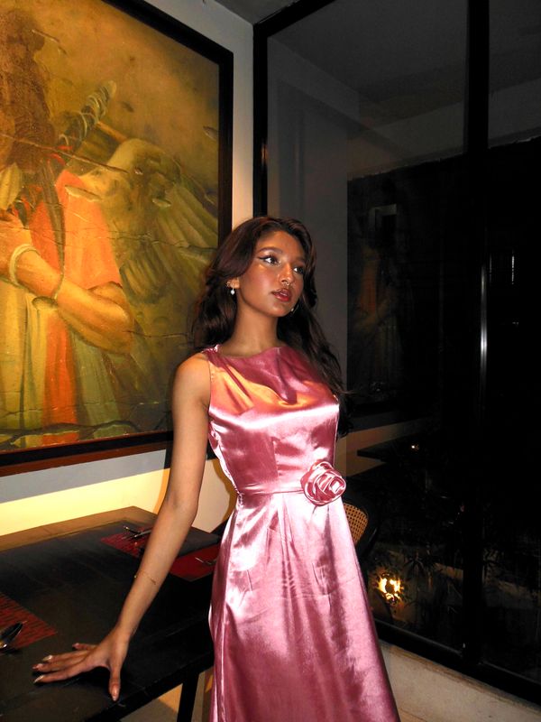 Rosé Satin Dress - Image 2