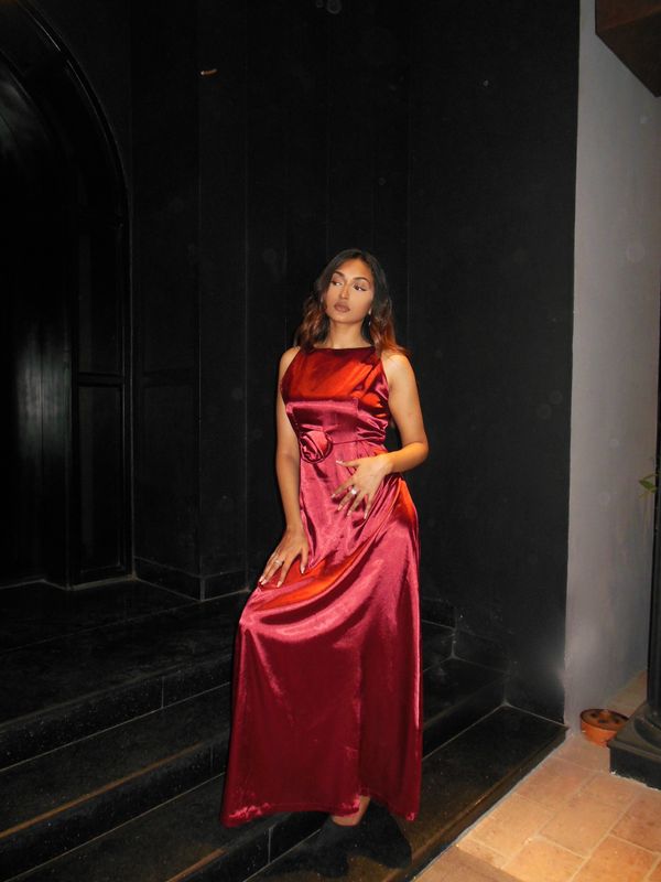 Rosé Satin Dress - Image 3