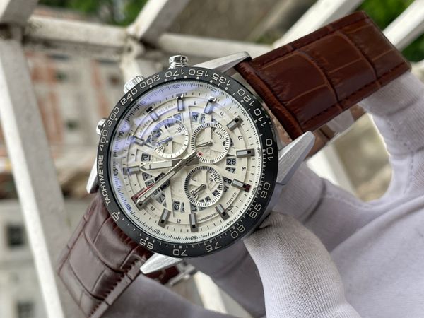 Tag 100M Brown Belt Silver Case White Dial