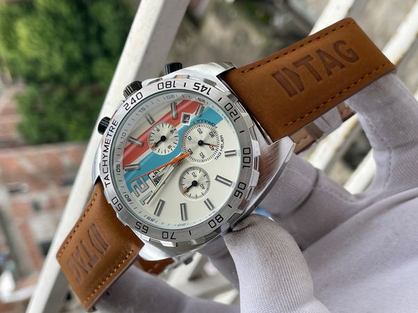 Tag Belt Anniversary Gulf Silver Case White Dial Mustard Belt