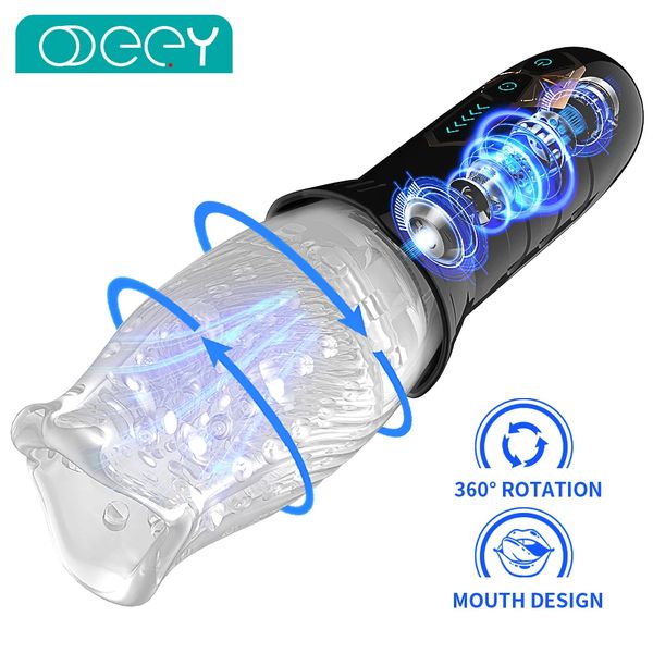Automatic Rotating Male Masturbator Real Oral Sex Glans Vibrator Spiral Motion Spinner Cup Penis Delay Trainer Sex Toys for Men