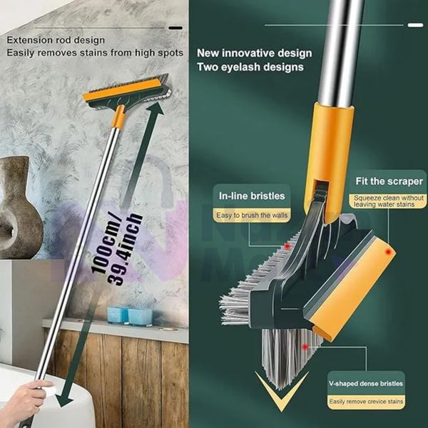 3 in 1 Brush, Magic Broom Brush Floor Brush Scrubber with Long Handle - Nazim Mart