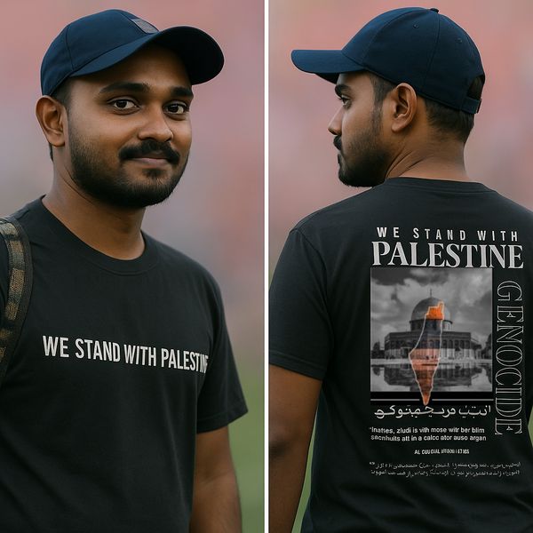 Half Sleeve "WE STAND WITH PALESTINE" T-Shirt – Obastob Edition