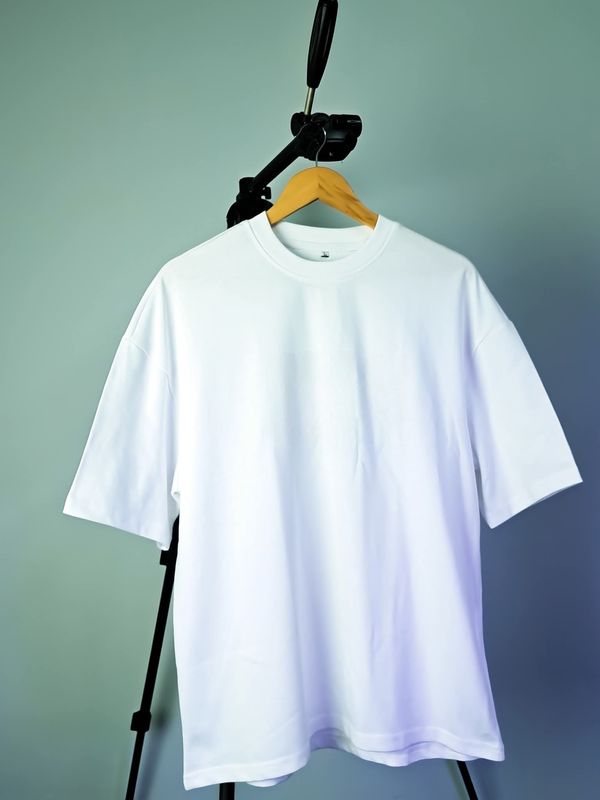 White Solid Oversized T-shirt