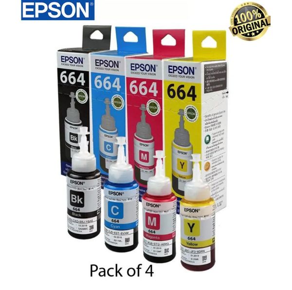 Epson 664 Ecotank Ink 70ML, Epson 664, (Full Set) For Epson L130/L380 Printer