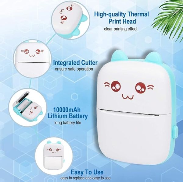 Mini Thermal Bluetooth Printer - Blue