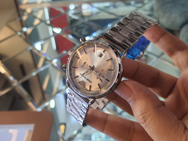 Emporio Armani Oval Glass Silver Dial Chain