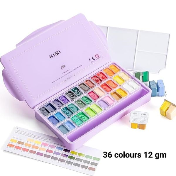 HIMI Gouache Paint Set，Art Supplies for Professionals，36 Colors 12g，Paint for Canvas and Paper