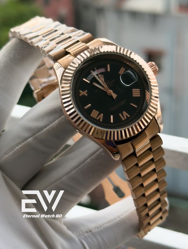 ROLEX BLACK DIAL ROSE GOLD DIAL RG DIGIT