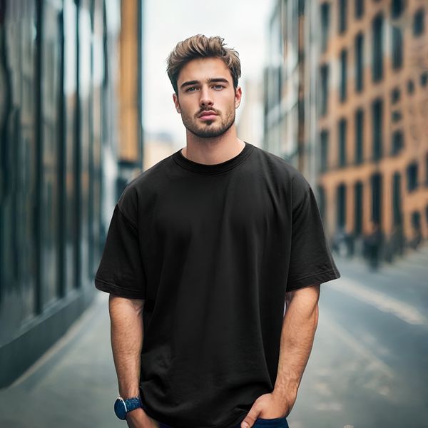 Solid Dropshoulder T-shirt (Black)