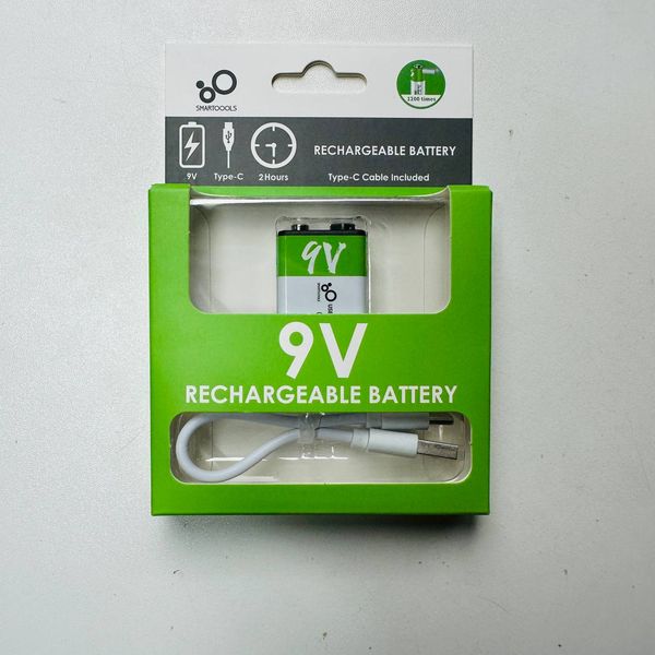 SmarToools 9V Type-C Lithium Rechargeable Battery .