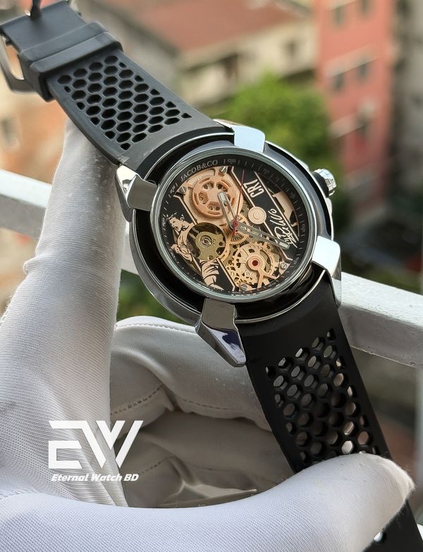 JACOB&CO AUTOMATIC CR7 BLACK BELT SILVER CASE