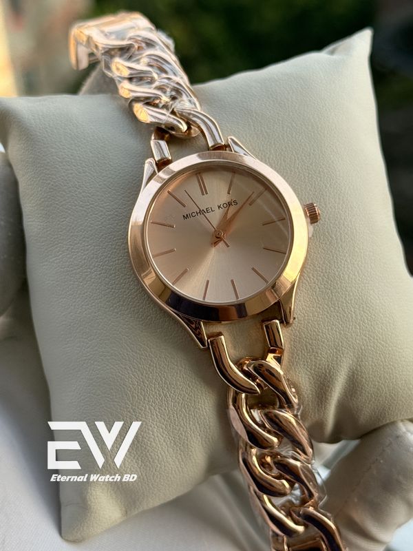 MICHAEL KORS CHAIN ROSE GOLD BODY PINK DIAL