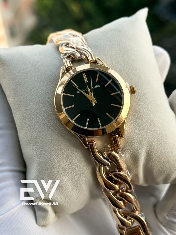 MICHAEL KORS CHAIN GOLD BODY BLACK DIAL