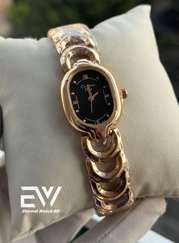 CHRISTIAN DIOR CHAIN ROSE GOLD BODY BLACK DIAL