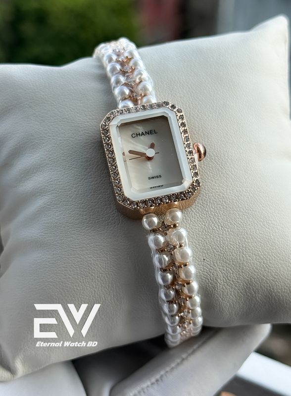 CHANEL CHAIN SQUARE ROSE GOLD CASE WHITE DIAL