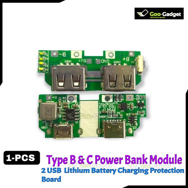 Type C & B Power Bank Circuit Input | DC 5V 2A Dual USB BMS Protection for 3.7V Lithium Batteries
