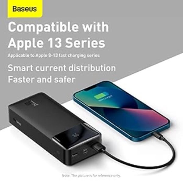 Baseus Bipow Digital Display Power Bank 30000mAh 15W Black Overseas Edition, With Simple Series Charging Cable USB to Micro 25cm Black