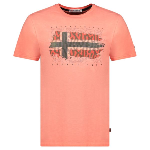T-Shirt Men Short Sleeve with Coral Flag