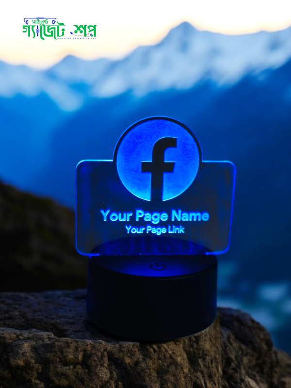 Customizable Facebook Logo Design Acrylic Multicolor Night Lamp – Black
