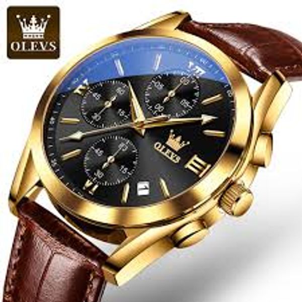 Artificial Leather Chronograph Wrist Watch For Men