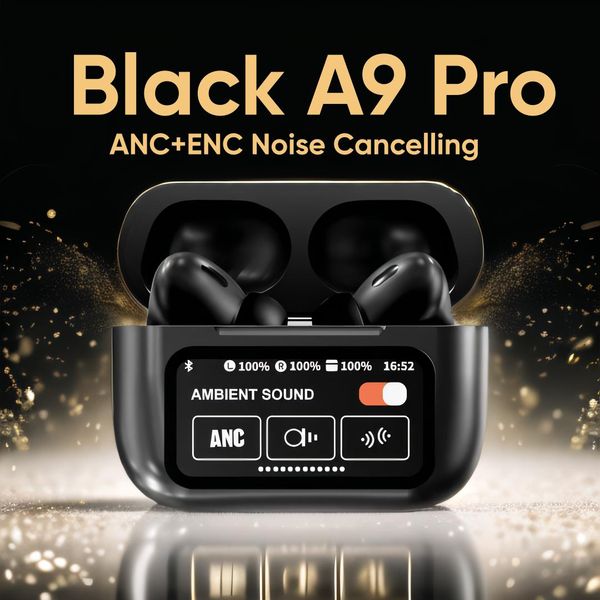 A9 Pro ANC Touch Screen Display Earbuds – Black