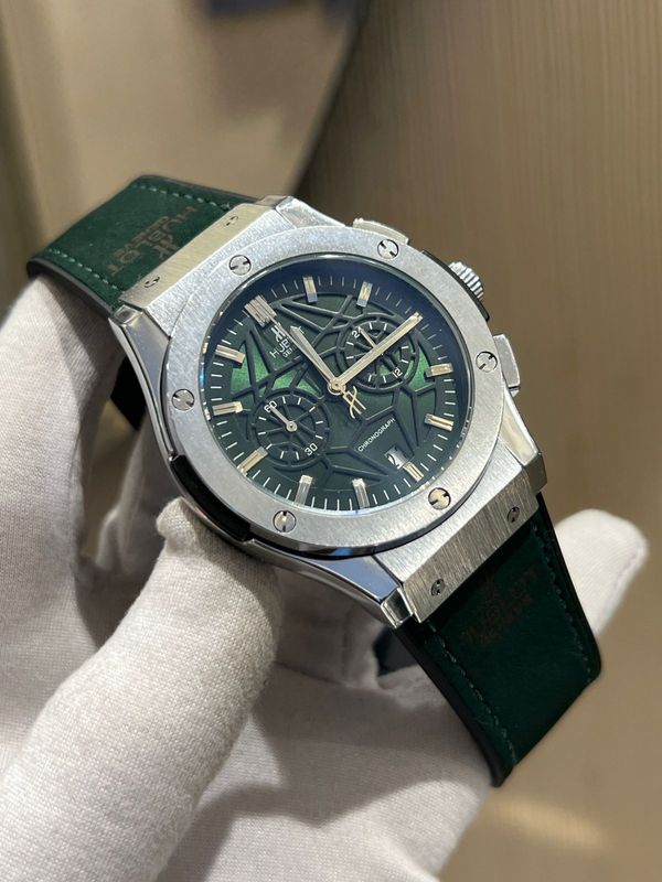 Hublot Spider Dial Silver Case Green Dial Velvet Belt AA