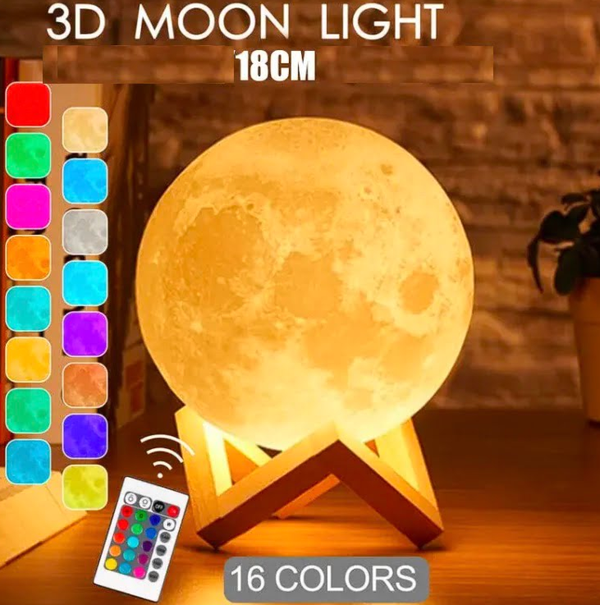 Rechargeable 3D Moon Lamp With Remote -18 CM