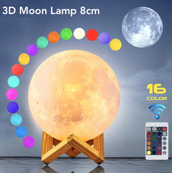Rechargeable 3D Moon Lamp With Remote 8cm