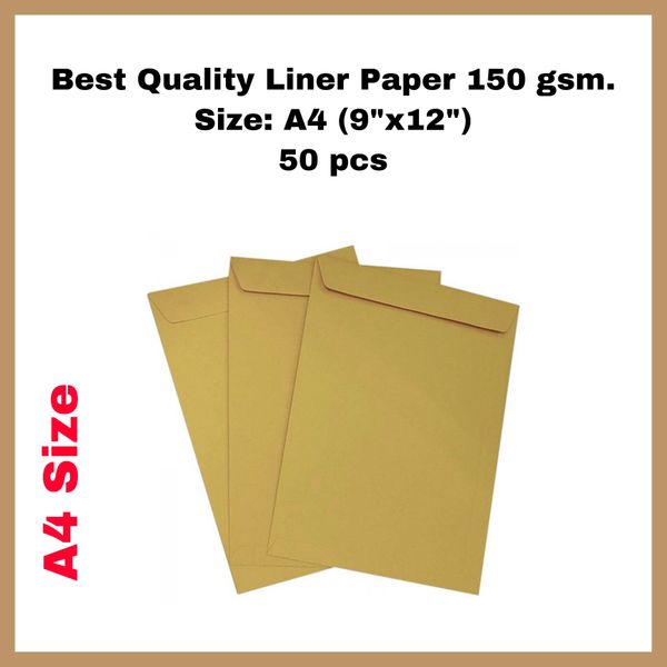 Envelope (A4 10''x12'') size Liner Paper 150 GSM ( 50 pieces Bundle )