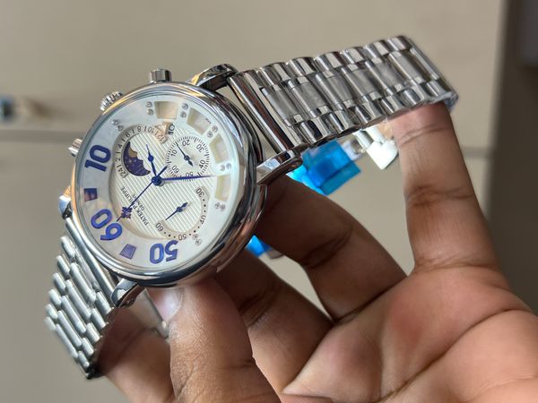 PATEK CH BIG DIGITS WHITE DIAL BLUE DIGITS