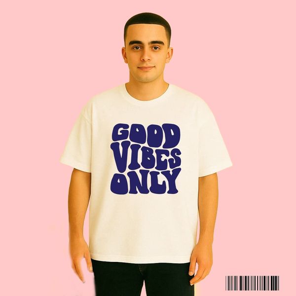 GOOOD VIBES DROP SHOULDER TEE.
