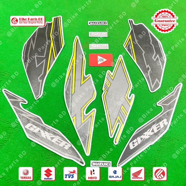 Full Set Sticker for Suzuki Gixxer (New Model, Black & Green) bike.