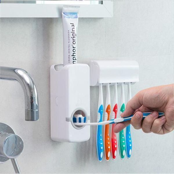 Automatic Toothpaste Dispenser and Brush Holder